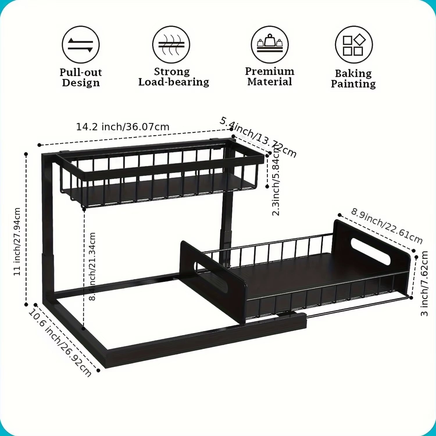 Maximize Your Space with Our Versatile 2-Tier Pull-Out Under Sink Organizer - Perfect for Streamlined Storage!