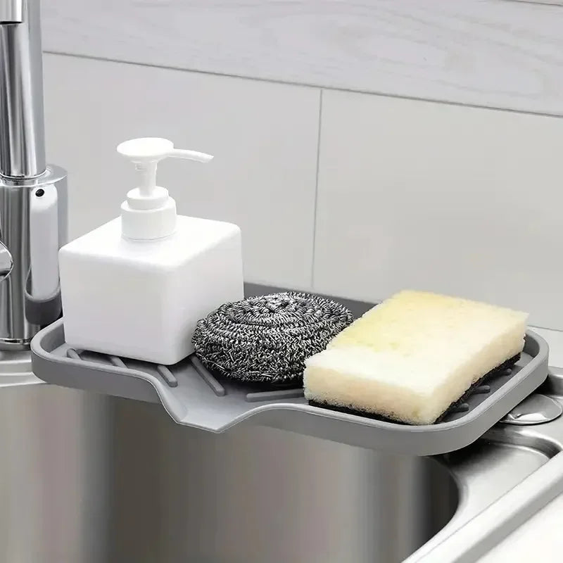 Transform Your Kitchen with Our Versatile Sink Silicone Tray – Perfect for Soap, Sponge, and Brush Storage!