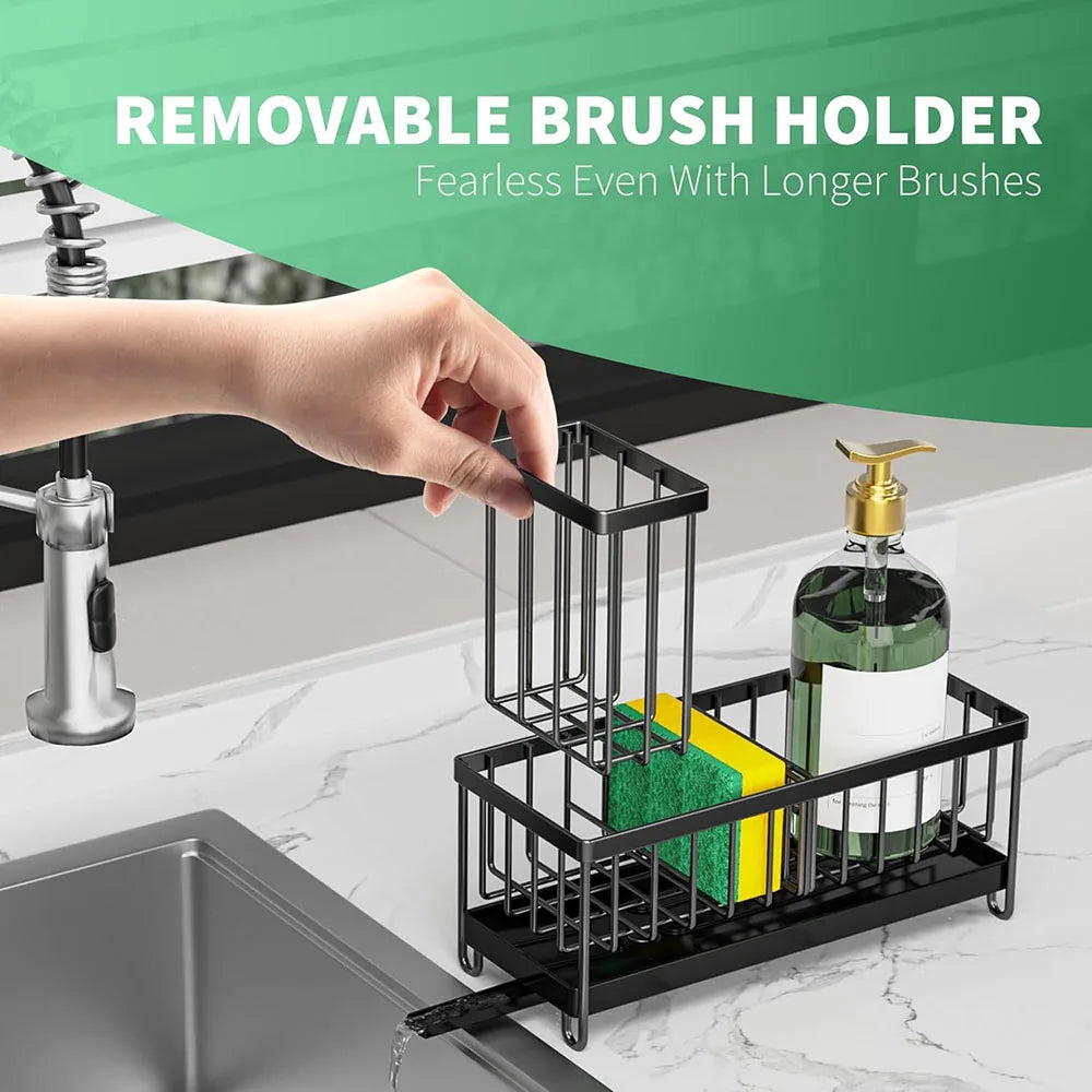 Elevate Your Kitchen Organization with Our Stylish Metal Sponge Holder and Sink Caddy - Perfect for Brushes and More!
