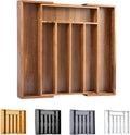 Stylish Acacia Silverware Organizer - Expandable Kitchen Drawer Storage for Utensils and Flatware