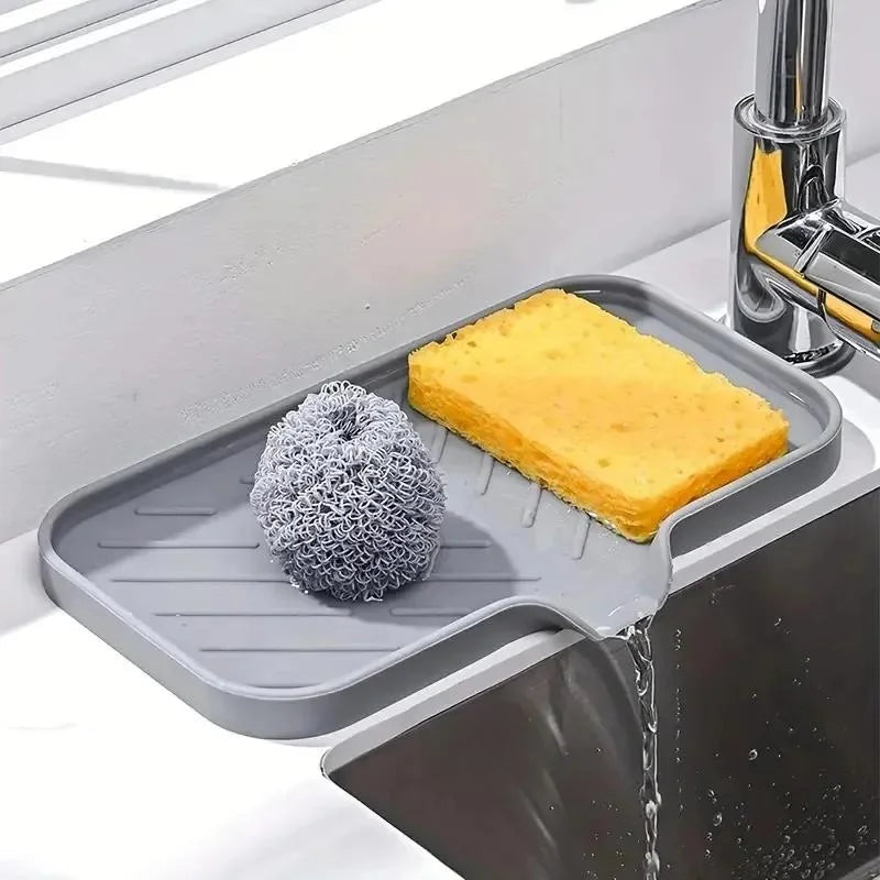 Transform Your Kitchen with Our Versatile Sink Silicone Tray – Perfect for Soap, Sponge, and Brush Storage!