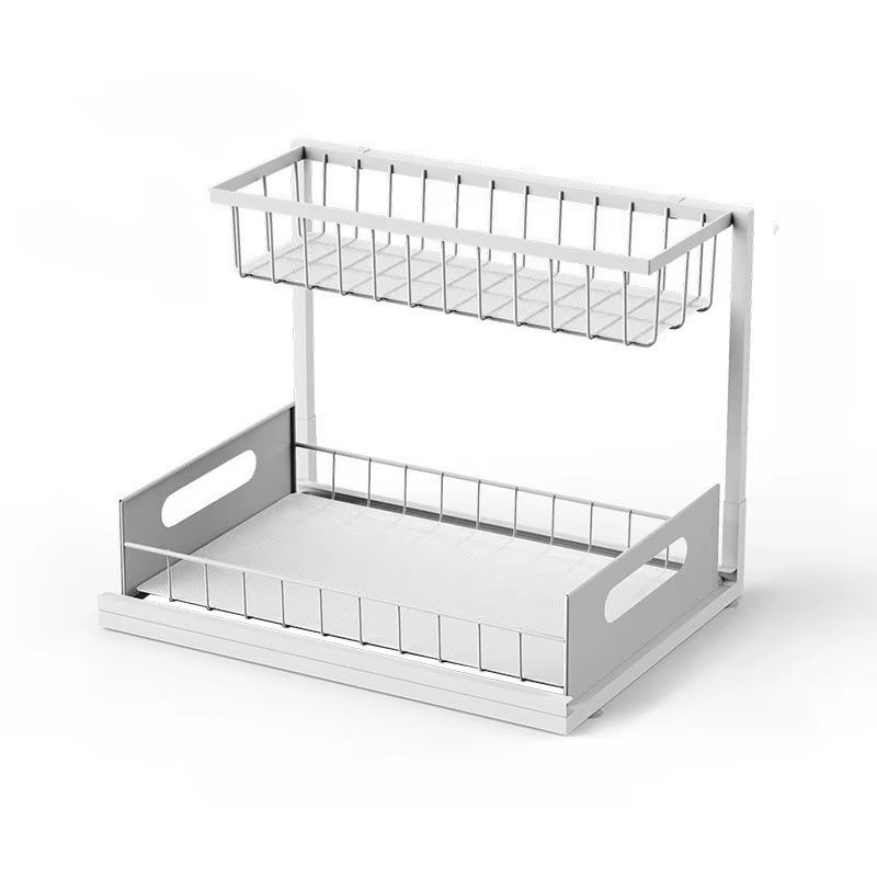 Maximize Your Space with Our Versatile 2-Tier Pull-Out Under Sink Organizer - Perfect for Streamlined Storage!