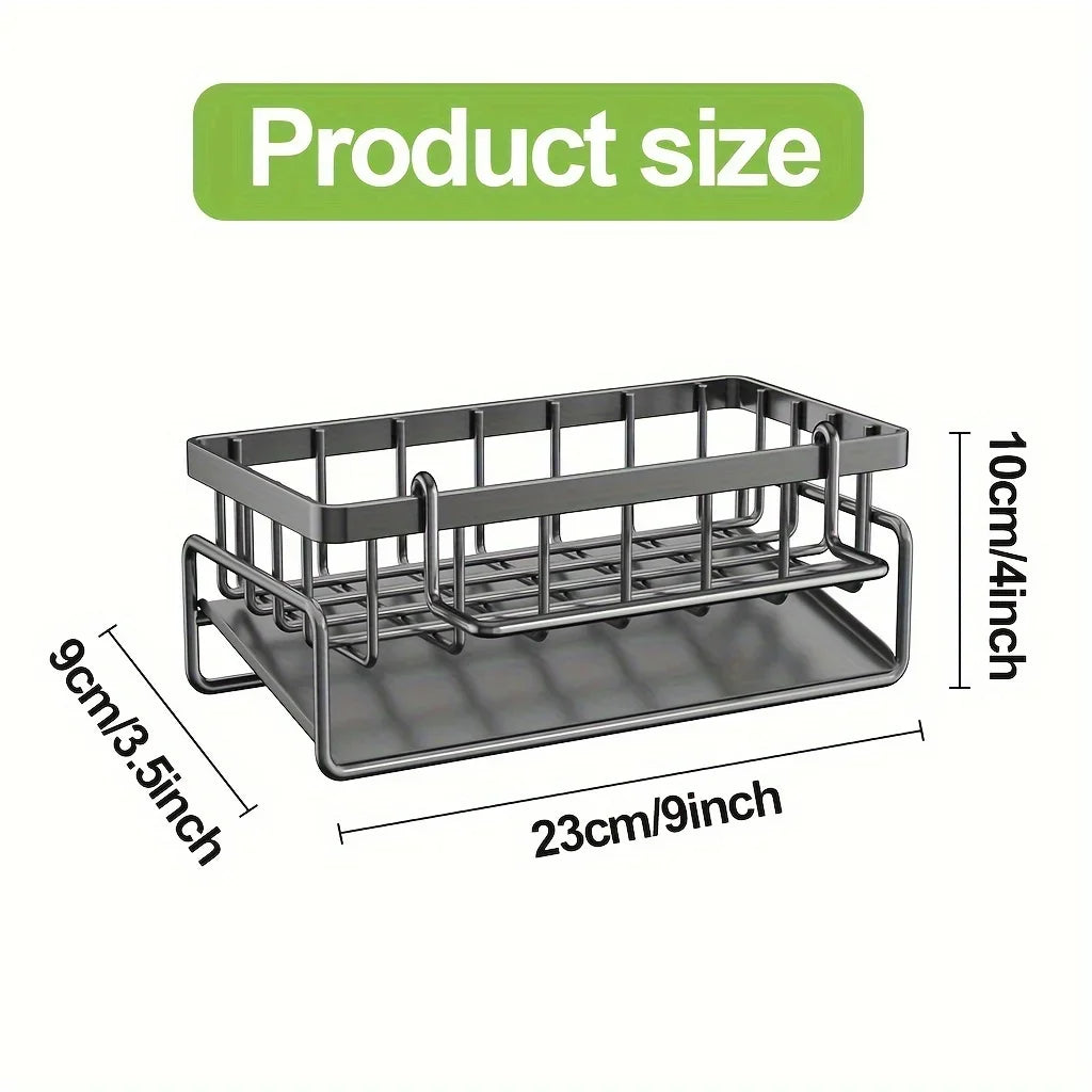 Elevate Your Kitchen Organization with Our Auto Draining Sponge Holder and Sink Caddy - Includes Removable Brush Holder!