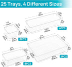Transform Your Space with 25 PCS Clear Plastic Drawer Organizer Set - Versatile Storage Bins for Makeup, Office Supplies, and More!